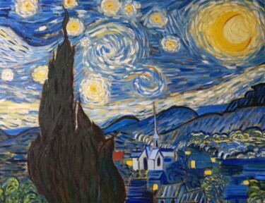 Painting titled ",,Nuit étoilée" cop…" by Nina Napkhaniuk, Original Artwork, Oil