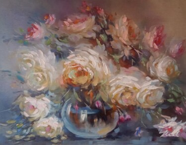 绘画 标题为“Flowers in a vase o…” 由Filip Petrovic, 原创艺术品, 油