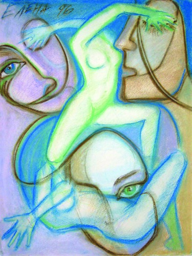 Pittura intitolato "Don't look!" da Elena Ilina, Opera d'arte originale, Pastello