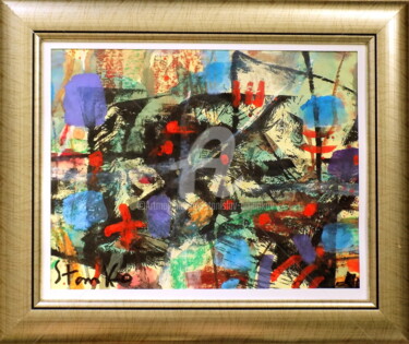 绘画 标题为“Abstract landscape” 由Stanislav Bojankov, 原创艺术品, 丙烯 安装在纸板上