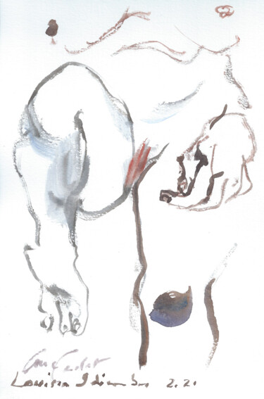 「Nu 10」というタイトルの描画 Anne Cardotによって, オリジナルのアートワーク, 水彩画