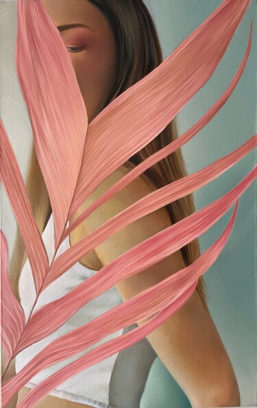 Mystery - oil painting girl with coral flower fine art reali Peinture intitulée "Mystery - oil paint…" par Ildar Bikbov, Œuvre d'art originale, Huile