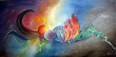 Peinture intitulée "Galactika 2" par Gérard Jéhin, Œuvre d'art originale, Huile