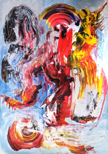 Painting titled "Sun Waterfall. Yose…" by Dmitri Matkovsky, Original Artwork, Acrylic
