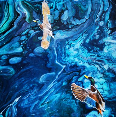 Schilderij getiteld "Adopter le point de…" door Marie Landreau, Origineel Kunstwerk, Acryl