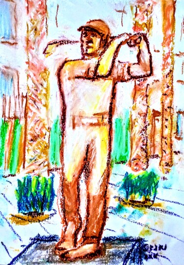 Te dire Vinghthuitieme virtuel exposition " Jouer de golph" 绘画 标题为“Te dire Vinghthuit…” 由Slobodan Spasojevic (Spaki), 原创艺术品, 粉彩