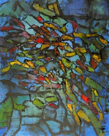 Painting titled "Eclaircie sur le fe…" by Thierry Faure, Original Artwork, Oil Mounted on Wood Stretcher frame