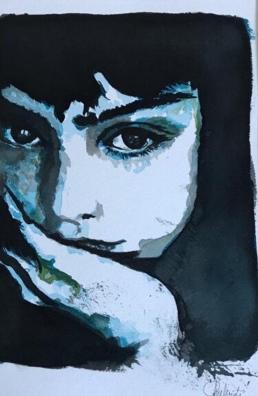Malerei mit dem Titel "Silences 1" von Pascale Albizzati, Original-Kunstwerk, Tinte Auf Karton montiert