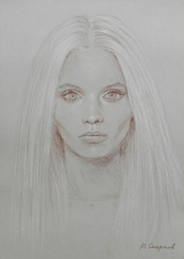 Dessin intitulée "Abbey Lee" par Yury Smirnov, Œuvre d'art originale, Conté