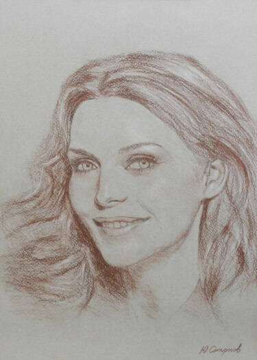 Dessin intitulée "Michelle Pfeiffer" par Yury Smirnov, Œuvre d'art originale, Conté