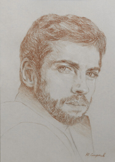 Drawing titled "Alessio Boni" by Yury Smirnov, Original Artwork, Conté