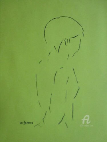 Drawing titled "Daphné à 21 h" by Roberto Urbano, Original Artwork, Marker Mounted on Other rigid panel