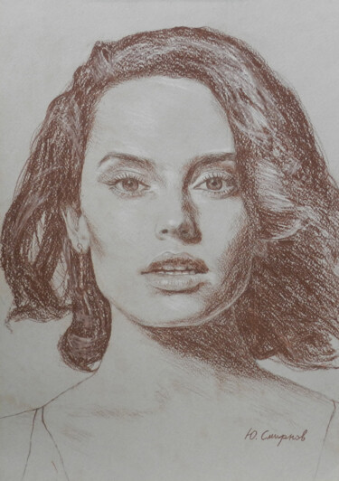 Dessin intitulée "Daisy Ridley" par Yury Smirnov, Œuvre d'art originale, Conté