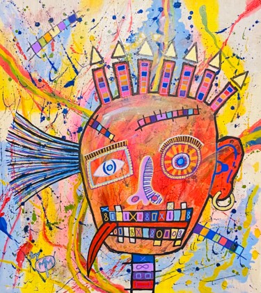 Painting titled "8" by Michel Martin, Original Artwork, Acrylic Mounted on Wood Stretcher frame