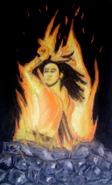 图画 标题为“Dancing fire” 由P. Le Sommer, 原创艺术品, 粉彩