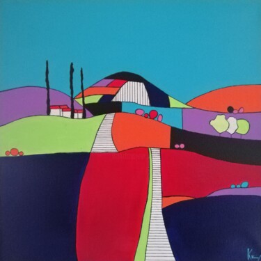 The hill Peinture intitulée "The hill" par Carole Carpier, Œuvre d'art originale, Acrylique Monté sur Châssis en bois