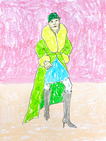 图画 标题为“Green coat” 由Lana Krainova, 原创艺术品, 粉彩