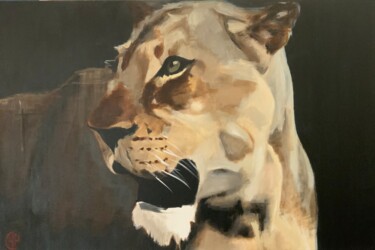 Peinture intitulée "Lionne ''" par Yann Comtat, Œuvre d'art originale, Acrylique Monté sur Châssis en bois
