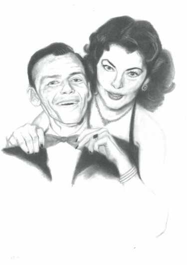 Σχέδιο με τίτλο "Ava Gardner & Franc…" από Philip Dietrich, Αυθεντικά έργα τέχνης, Γραφίτης