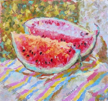 绘画 标题为“Watermelon on windo…” 由Valerie Lazareva, 原创艺术品, 油