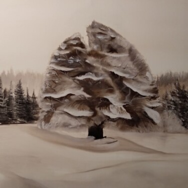 Painting titled "Lebensbaum im Winte…" by Amadeus, Original Artwork, Oil
