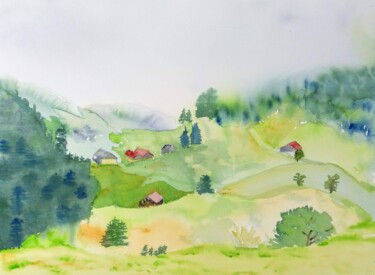 Chalets d'alpage à Onnion dans la brume
