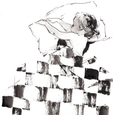 图画 标题为“I had a sweet dream” 由Sasha Kashanskaya, 原创艺术品, 墨