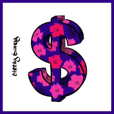 绘画 标题为“US Dollar” 由Cheeky Bunny (Pop Art), 原创艺术品, 丙烯 安装在木质担架架上