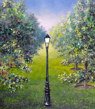Lampadaire décorative Château d'Auvers, peint dehors Peinture intitulée "Lampadaire décorati…" par Applestrophe, Œuvre d'art originale, Acrylique