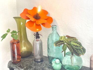 Design intitulée "Lampe fleur le peti…" par Joel Carpentier (Ambiance d'Antan), Œuvre d'art originale, Luminaire
