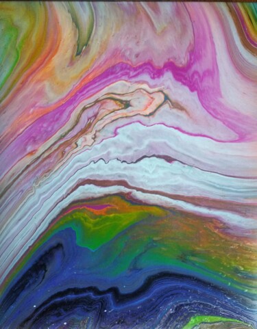 Painting titled "Арт 44" by Elena Gerasimenko, Original Artwork, Acrylic Mounted on Wood Stretcher frame