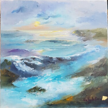 Peinture intitulée "Soleil couchant" par Béatrice Van Ez-Le Perru, Œuvre d'art originale, Huile Monté sur Châssis en bois