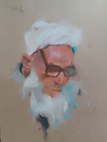 Old sage Peinture intitulée "Old sage" par Dilshod Khudayorov, Œuvre d'art originale, Pastel