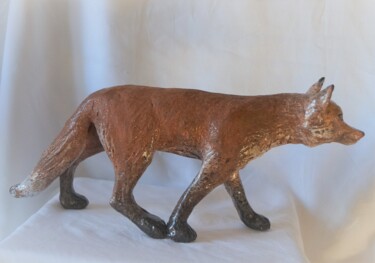 Skulptur mit dem Titel "RENARD EN CHASSE" von Isabelle Zwang, Original-Kunstwerk, Terra cotta