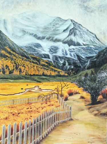 Painting titled "A-Ding, Sichuan, Sh…" by Sy Chan, Original Artwork, Oil Mounted on Wood Stretcher frame