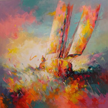 Peinture intitulée "Coup de vent" par Franck Hebert, Œuvre d'art originale, Huile Monté sur Châssis en bois