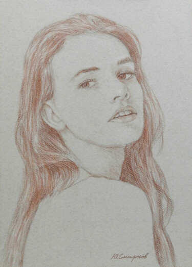 Drawing titled "Anna" by Yury Smirnov, Original Artwork, Conté