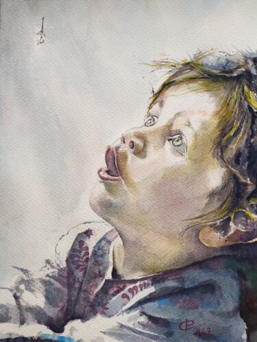 Peinture intitulée "Y. pissenlit-erno" par Philippe Ernauld, Œuvre d'art originale, Aquarelle
