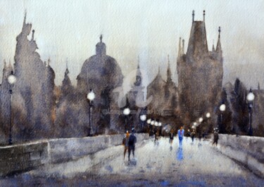 Karlov most Prag #3 25x36 cm 2022 Painting titled "Karlov most Prag #3…" by Nenad Kojić, Original Artwork, Watercolor