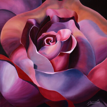 Painting titled "La mauve" by Sylvie Hiernard, Original Artwork, Oil