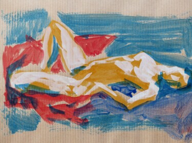 Painting titled "Douce marocaine" by Alain Godefroid, Original Artwork, Watercolor Mounted on Cardboard