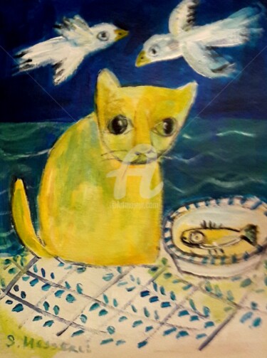 Malerei mit dem Titel "ferien in Griechenl…" von Silvia Messerli, Original-Kunstwerk, Acryl