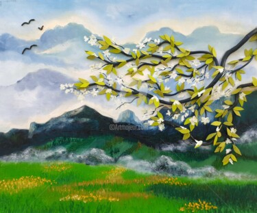 Painting titled "La branche" by Nicolas Péché, Original Artwork, Oil