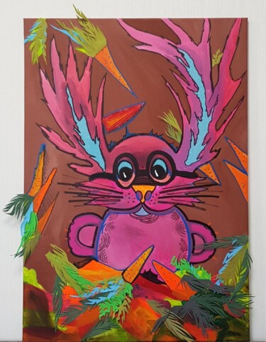 Peinture intitulée "Carrot rain or happ…" par Natalia Byrdina, Œuvre d'art originale, Acrylique Monté sur Châssis en bois