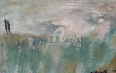 Painting titled "Ocre vert" by Pjc, Original Artwork, Oil Mounted on Wood Stretcher frame