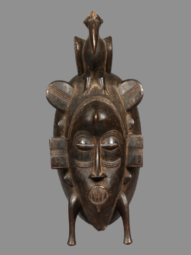Masque Senoufo art tribal art Akan art premier KA22ART07 Scultura intitolato "Masque Senoufo art…" da Kebe, Opera d'arte originale, Legno