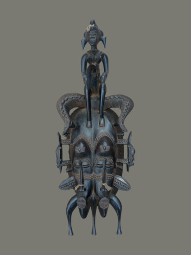Masque Senoufo art tribal art Akan art premier KA22ART014 Scultura intitolato "Masque Senoufo art…" da Kebe, Opera d'arte originale, Legno