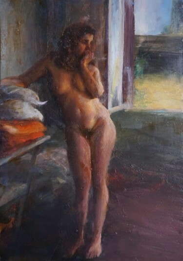 Painting titled "Rue de la gare" by Manuel Leonardi, Original Artwork, Oil