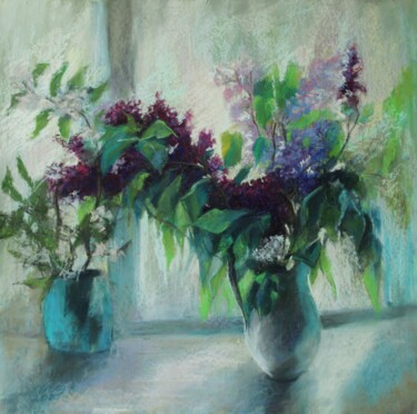 Painting titled "серень.Утро" by Anna Shwed, Original Artwork, Pastel