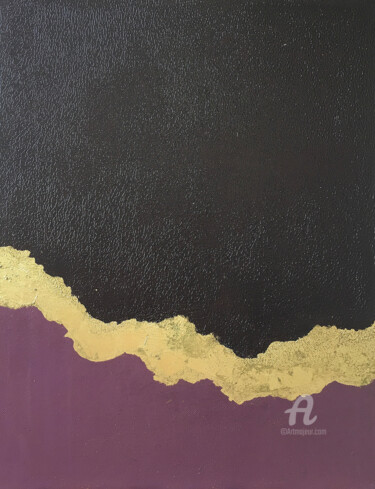 Mountains of gold - acrylic foil on canvas Painting titled "Mountains of gold -…" by Anastasia Grik, Original Artwork, Acrylic Mounted on Wood Stretcher frame